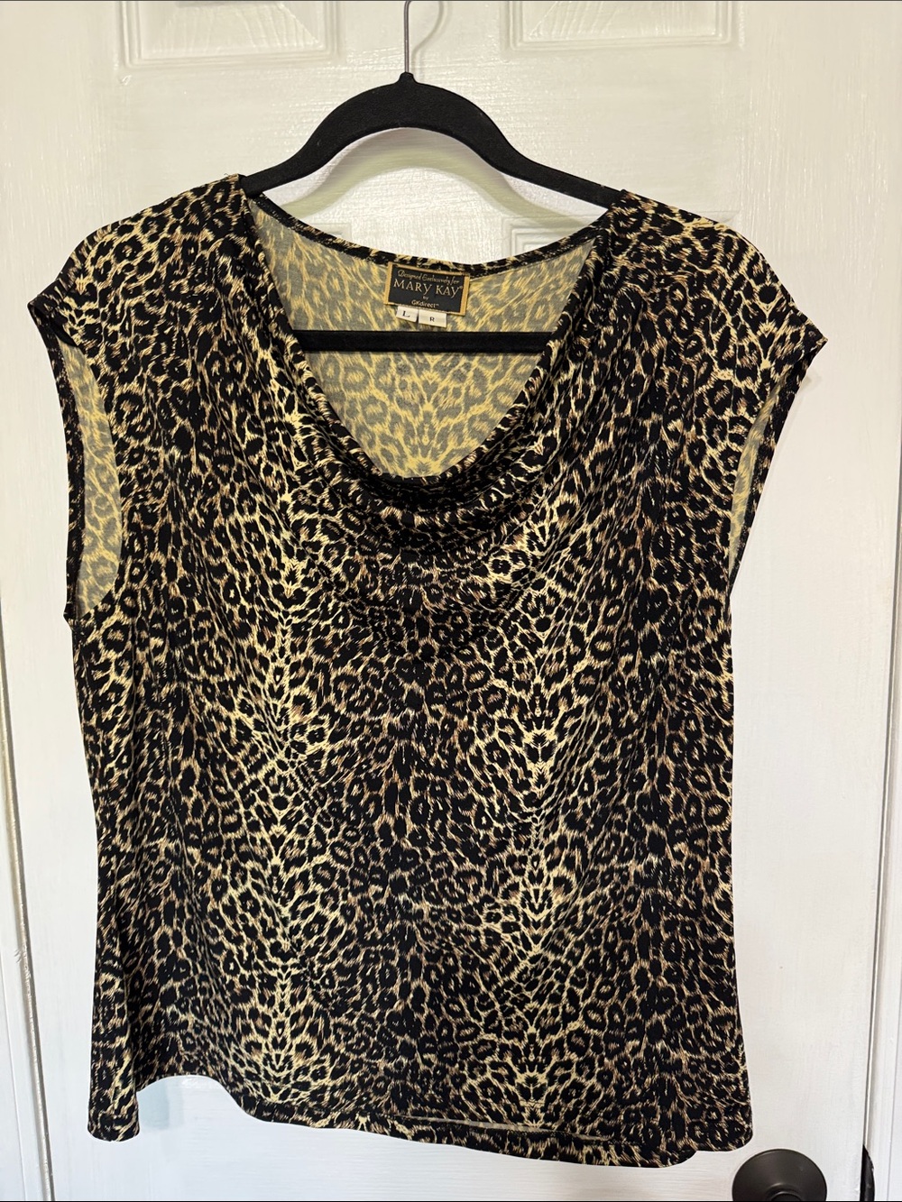Mary Kay Leopard Print Cowl Neck Camisole - Black & Tan